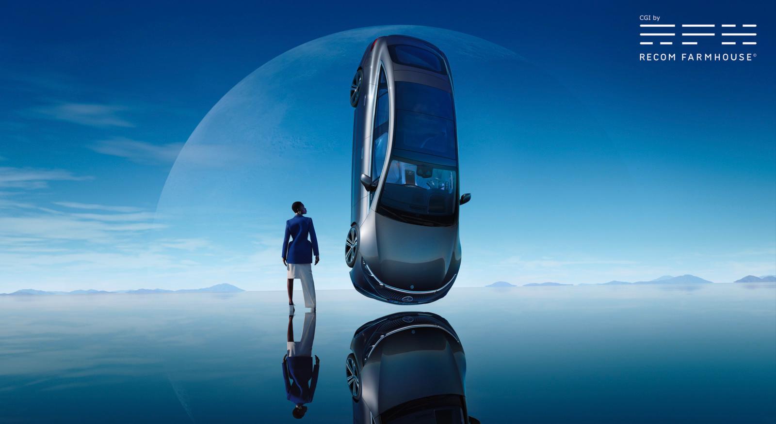 a man standing in front of a futuristic car