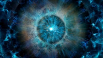 a very large blue object in the middle of a picture