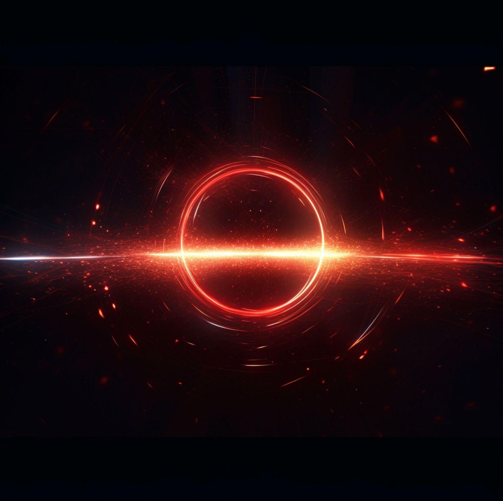 a black background with a red and white circle