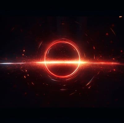 a black background with a red and white circle