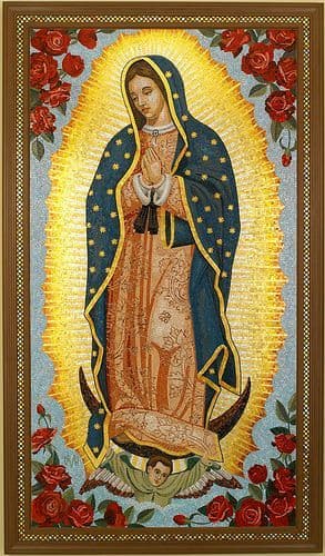 a painting of the virgin mary of guadalupe