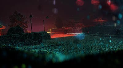 a blurry photo of a crowd at a concert