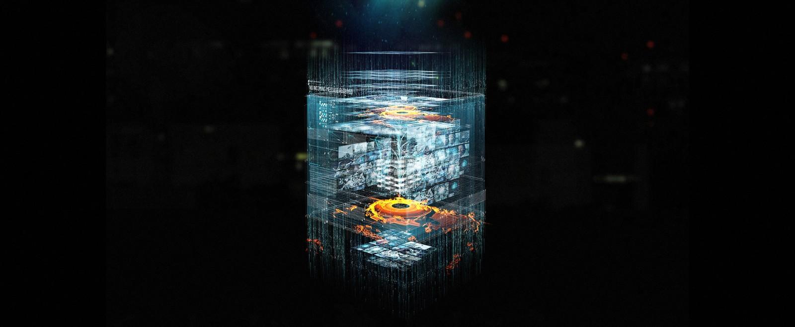 an abstract image of a building in the dark