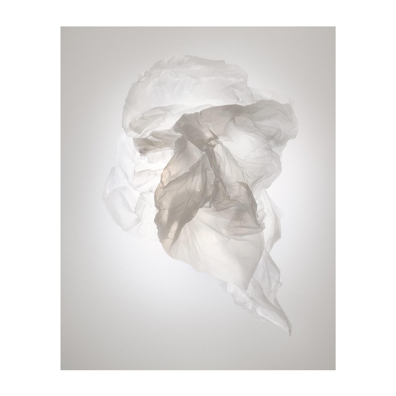 a piece of white tissue sitting on top of a table