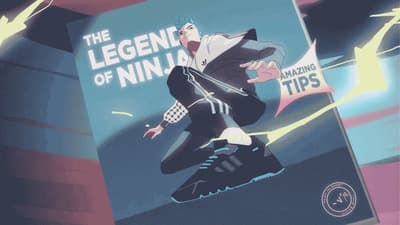 a cartoon of a man in a suit jumping on a skateboard