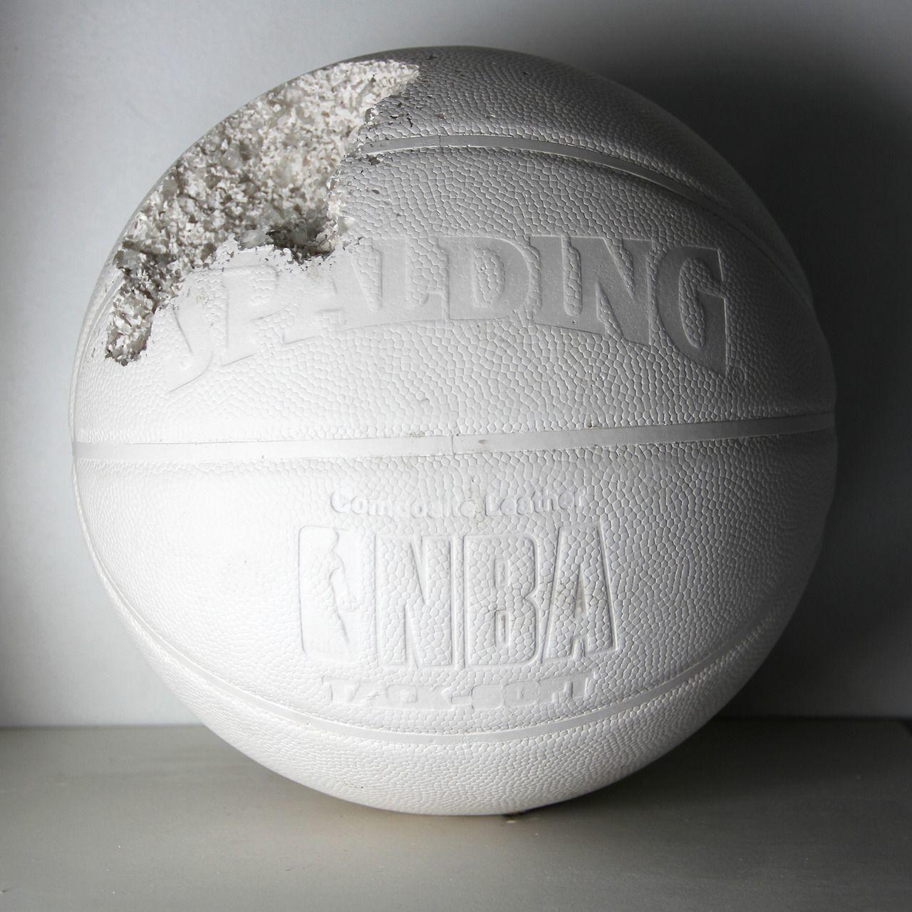 a close up of a white ball on a table