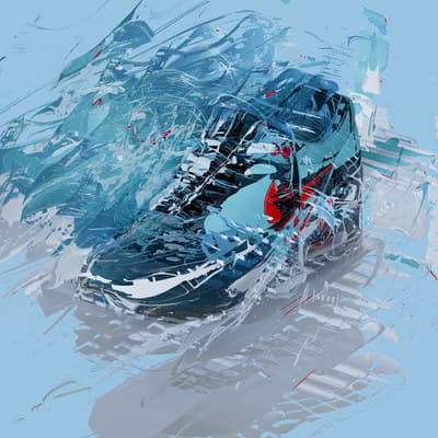 a digital painting of a pair of shoes