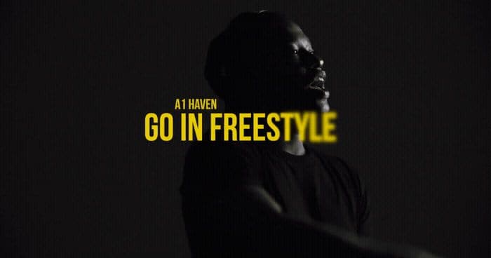 a man standing in the dark with the words go in freestyle style