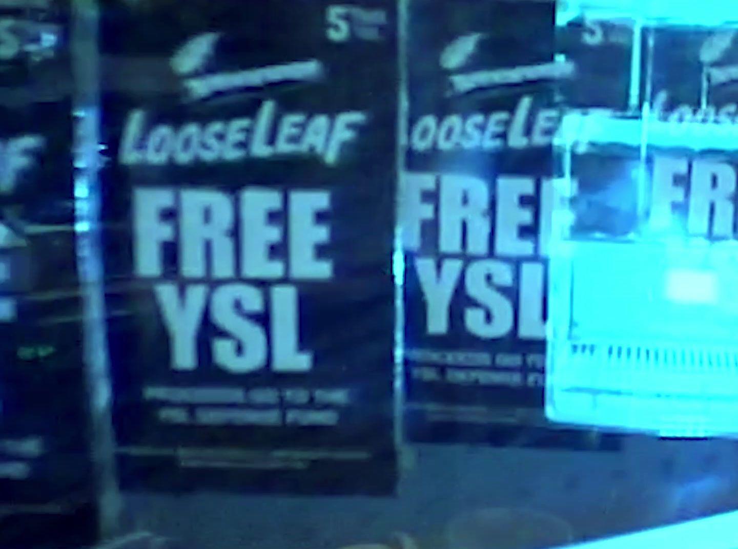 a close up of a store window display