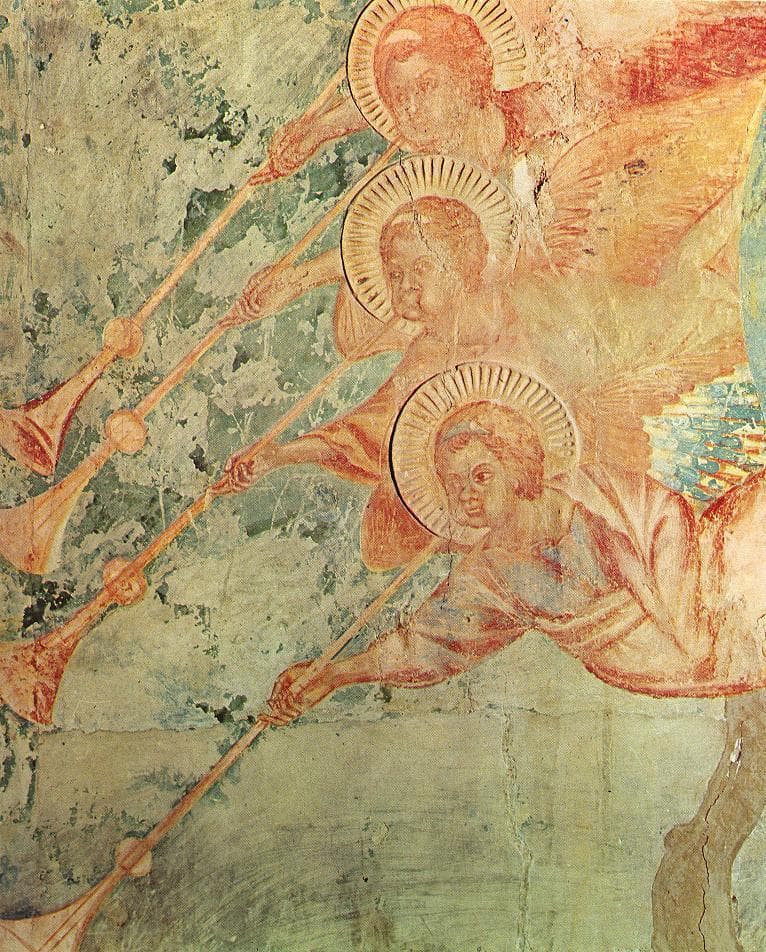 a painting of a man riding a horse