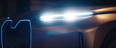 a close up of the headlights of a car
