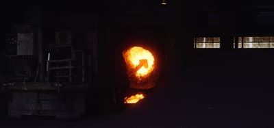 a large piece of metal in the dark