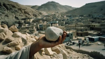 a person holding a rock in their hand