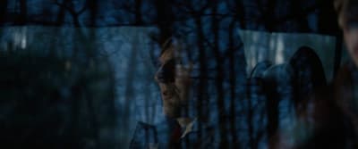 a man standing in front of a mirror in a forest