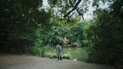 a person standing in front of a body of water