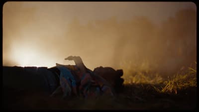 a person laying on the ground in the grass