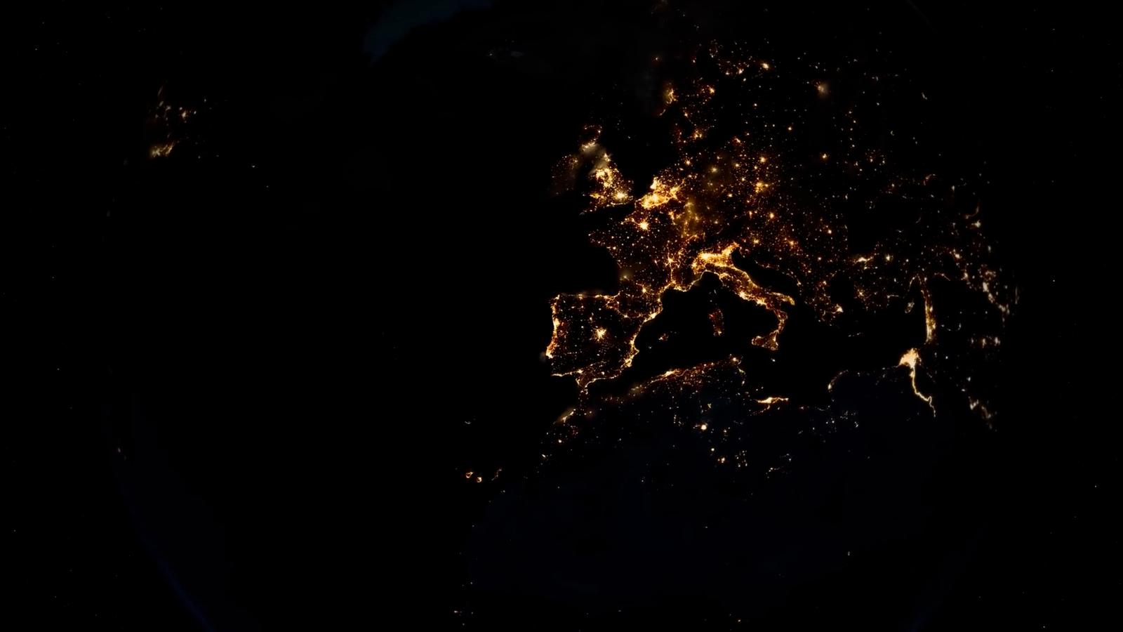a view of the earth from space at night