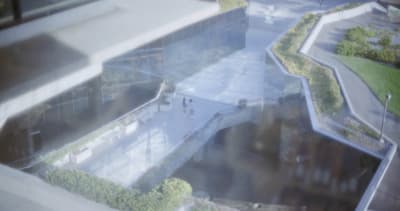 a view of a building from a window