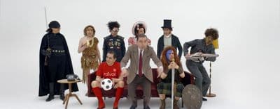 a group of people dressed up in costumes