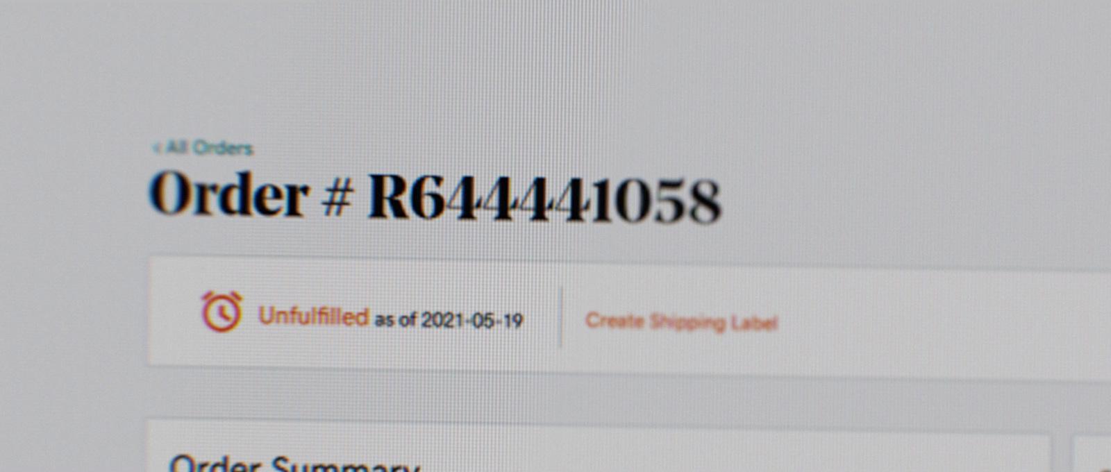 a screen shot of an order page on a computer