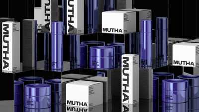 a group of blue and white containers stacked on top of each other