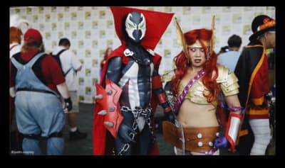 a couple of people that are dressed up in costumes