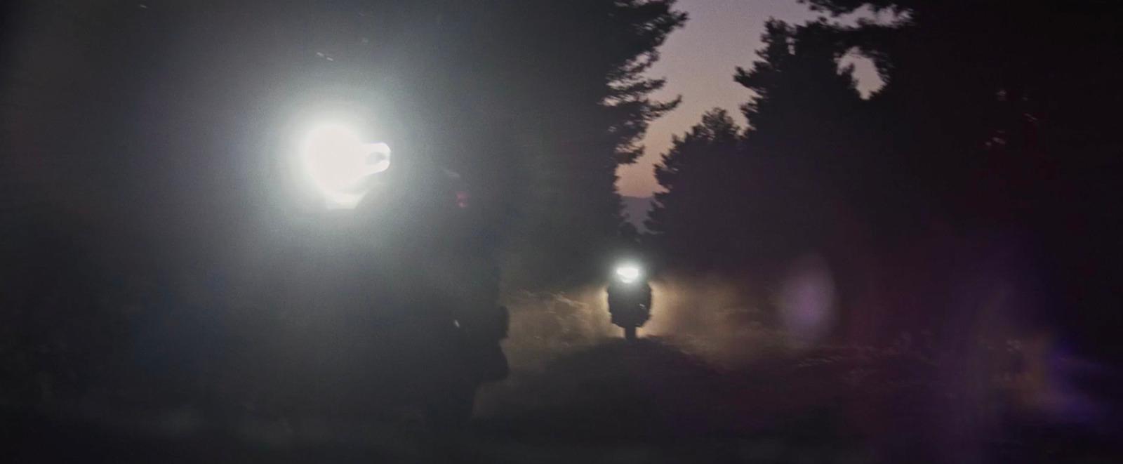 a couple of lights that are in the dark