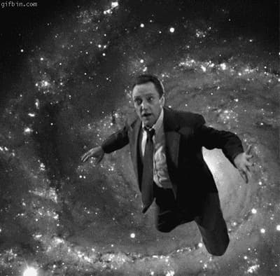 a man in a suit is flying through the air