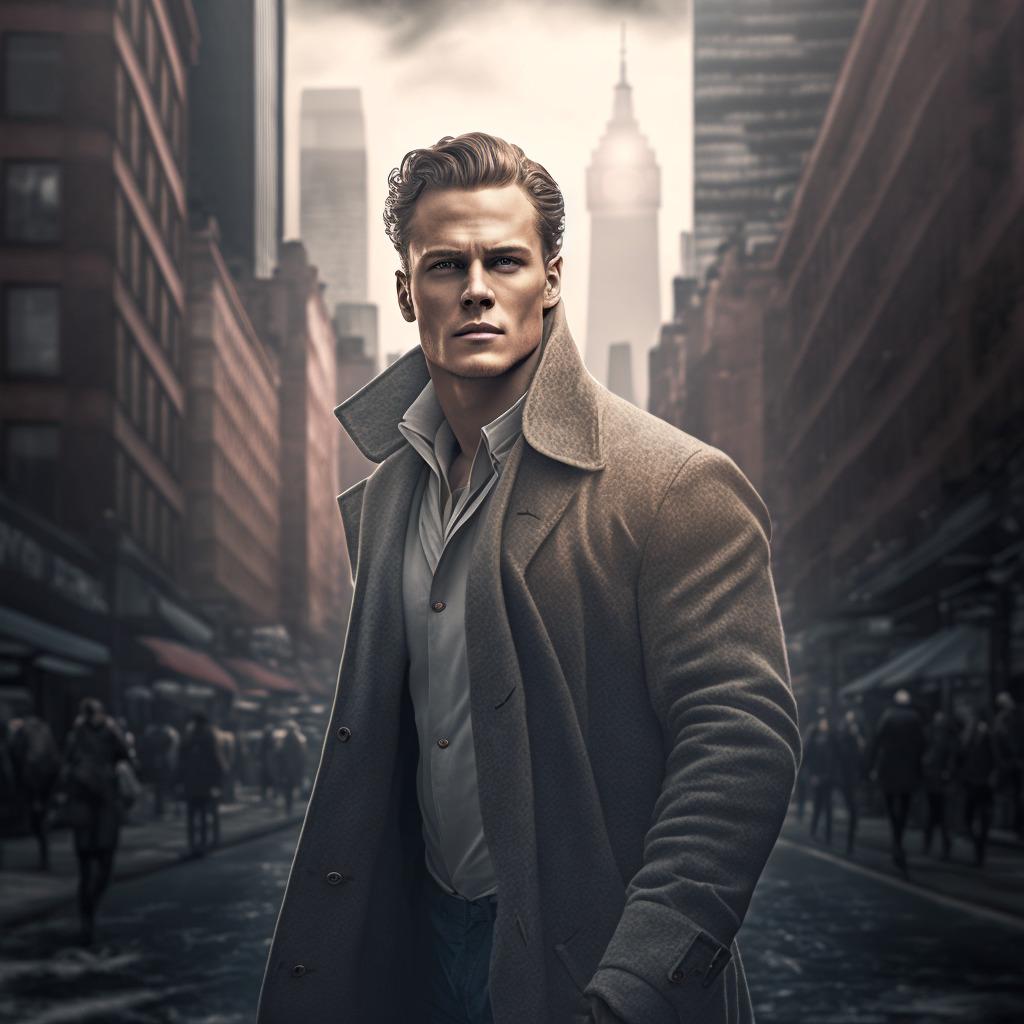 a man standing in the middle of a city street