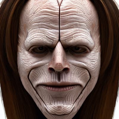 a close up of a person wearing a mask