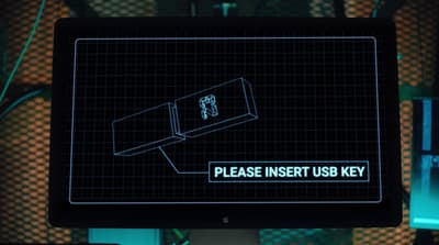 a close up of a television screen with a message on it