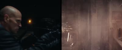 two images of a man in a dark room