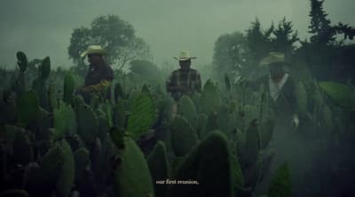 a group of men standing next to each other in a field
