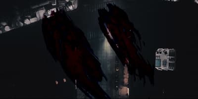 a computer screen with a bunch of blood on it