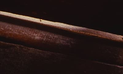 a close up of a piece of wood on a table