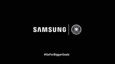 a black background with a white samsung logo
