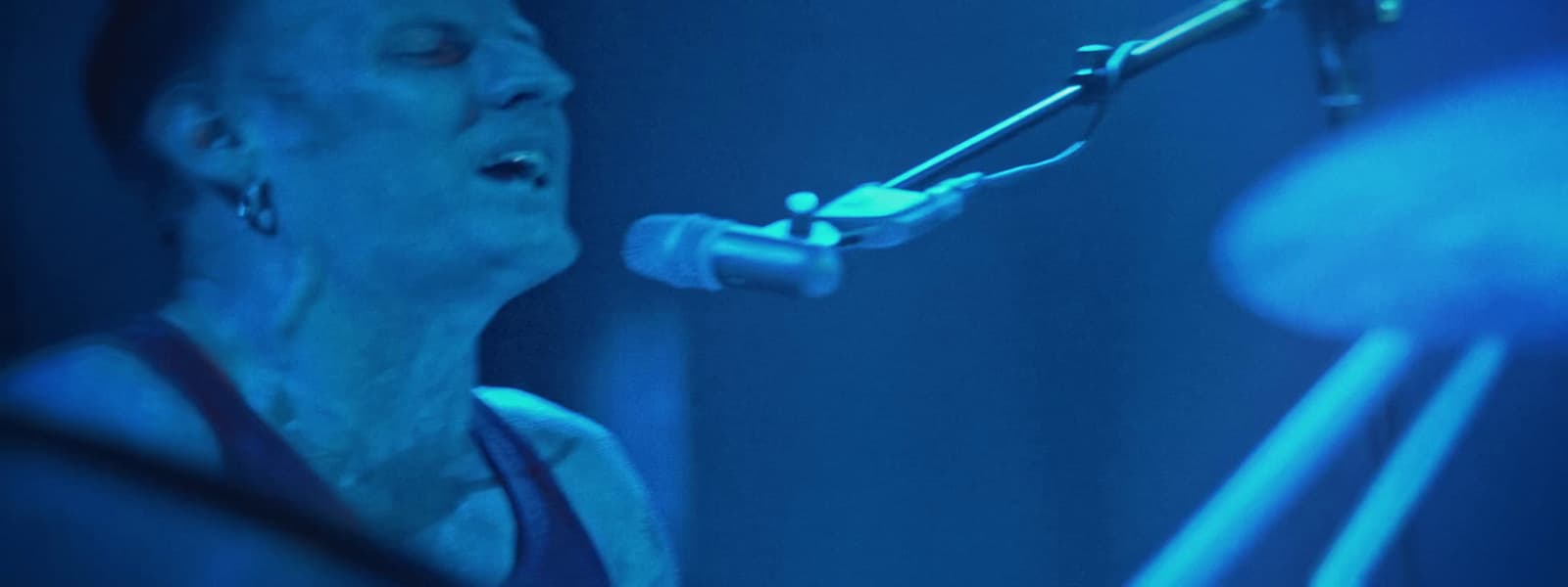 a woman singing into a microphone at a concert