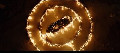 a large circle of lights in the middle of a floor