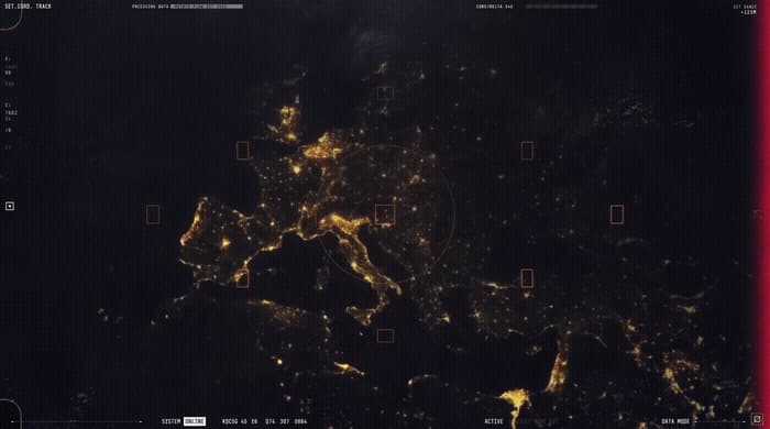 a satellite image of a city at night
