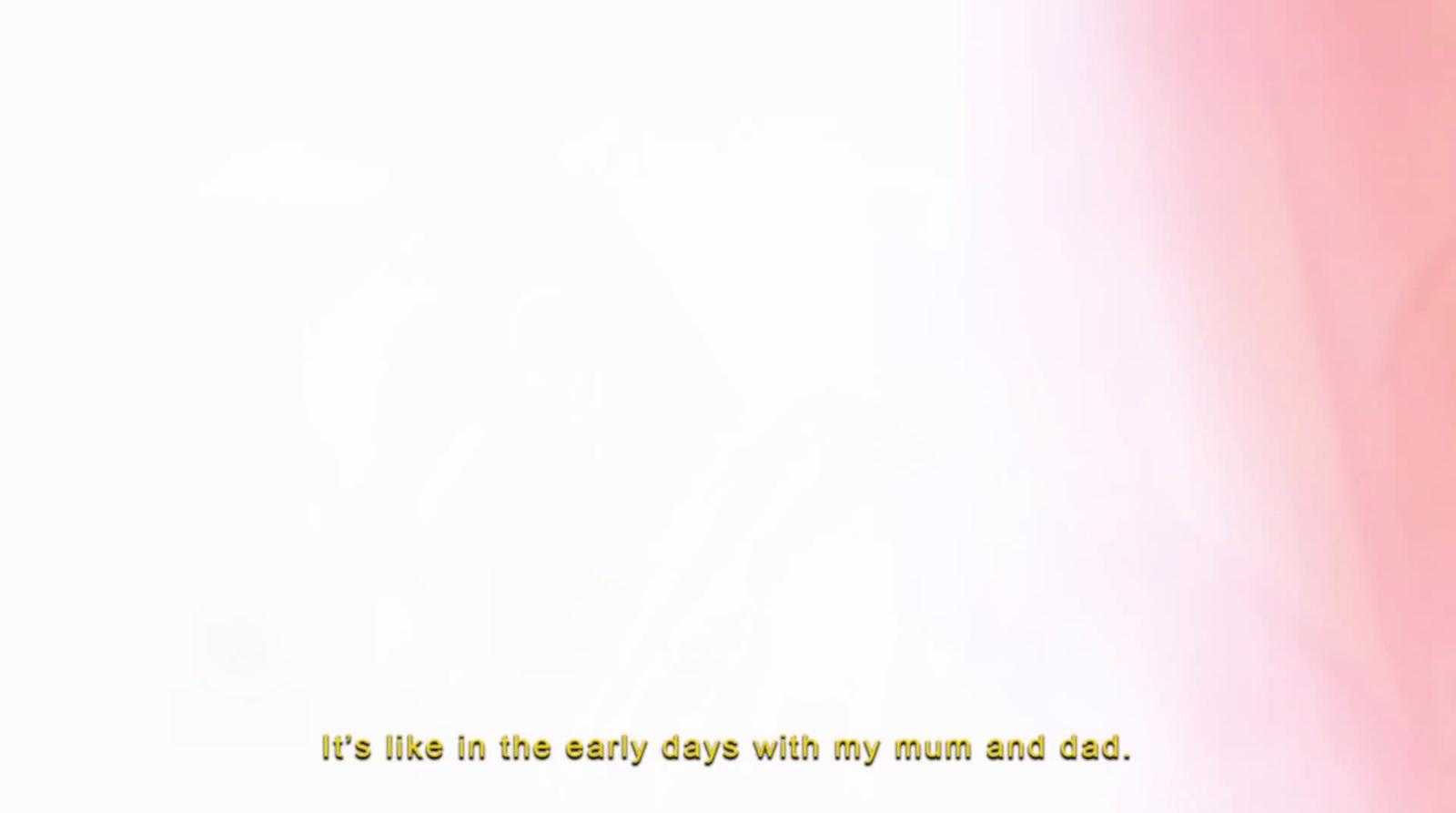 a pink and white background with a quote on it