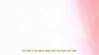 a pink and white background with a quote on it
