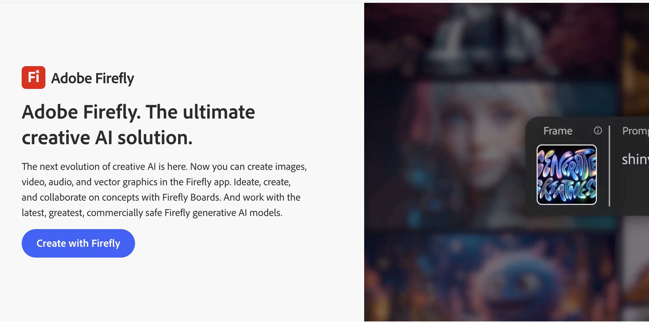 Adobe Firefly's interface, with a focus on Photoshop-like image editing