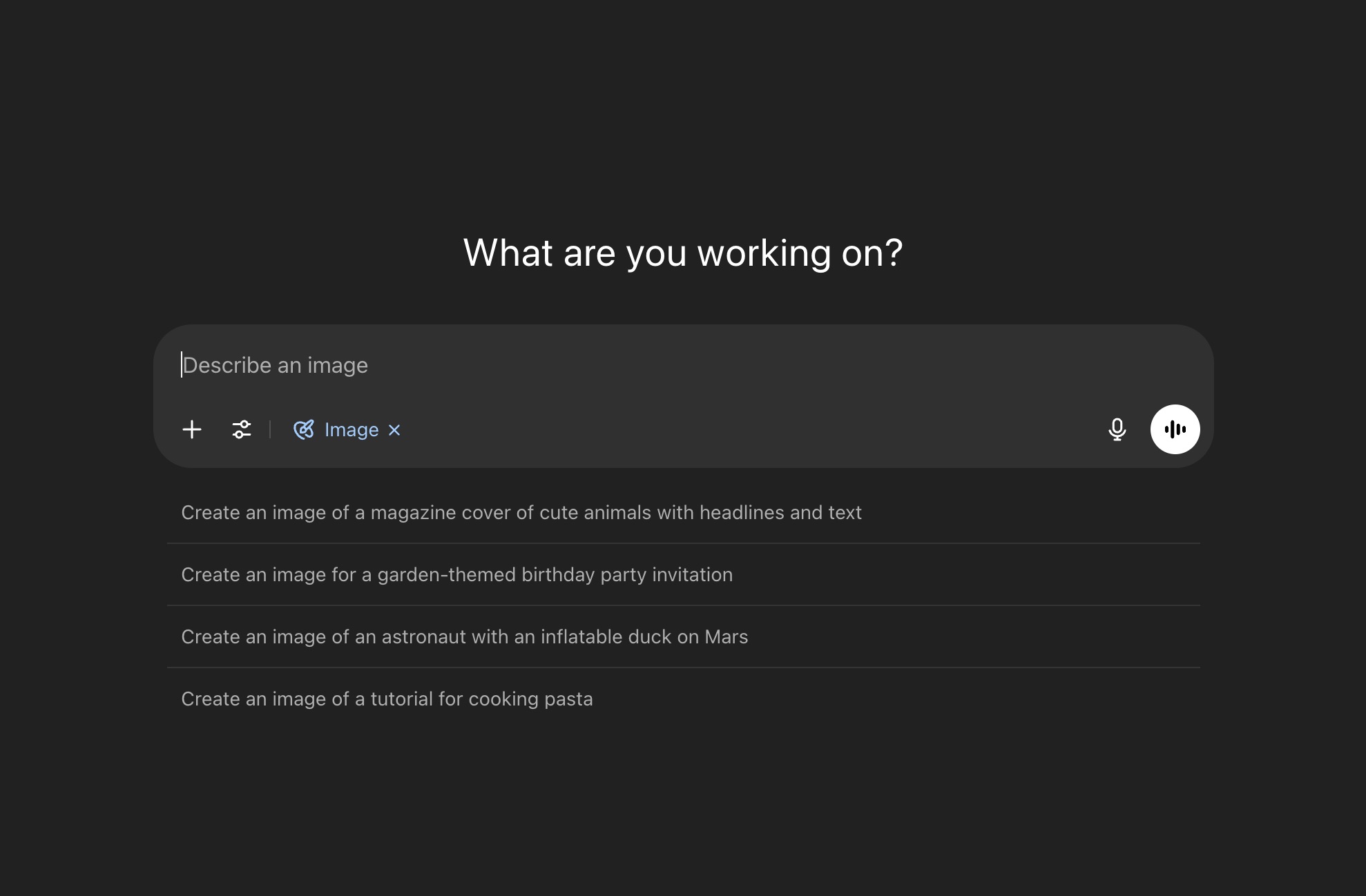 ChatGPT's interface, with a focus on text-based image generation