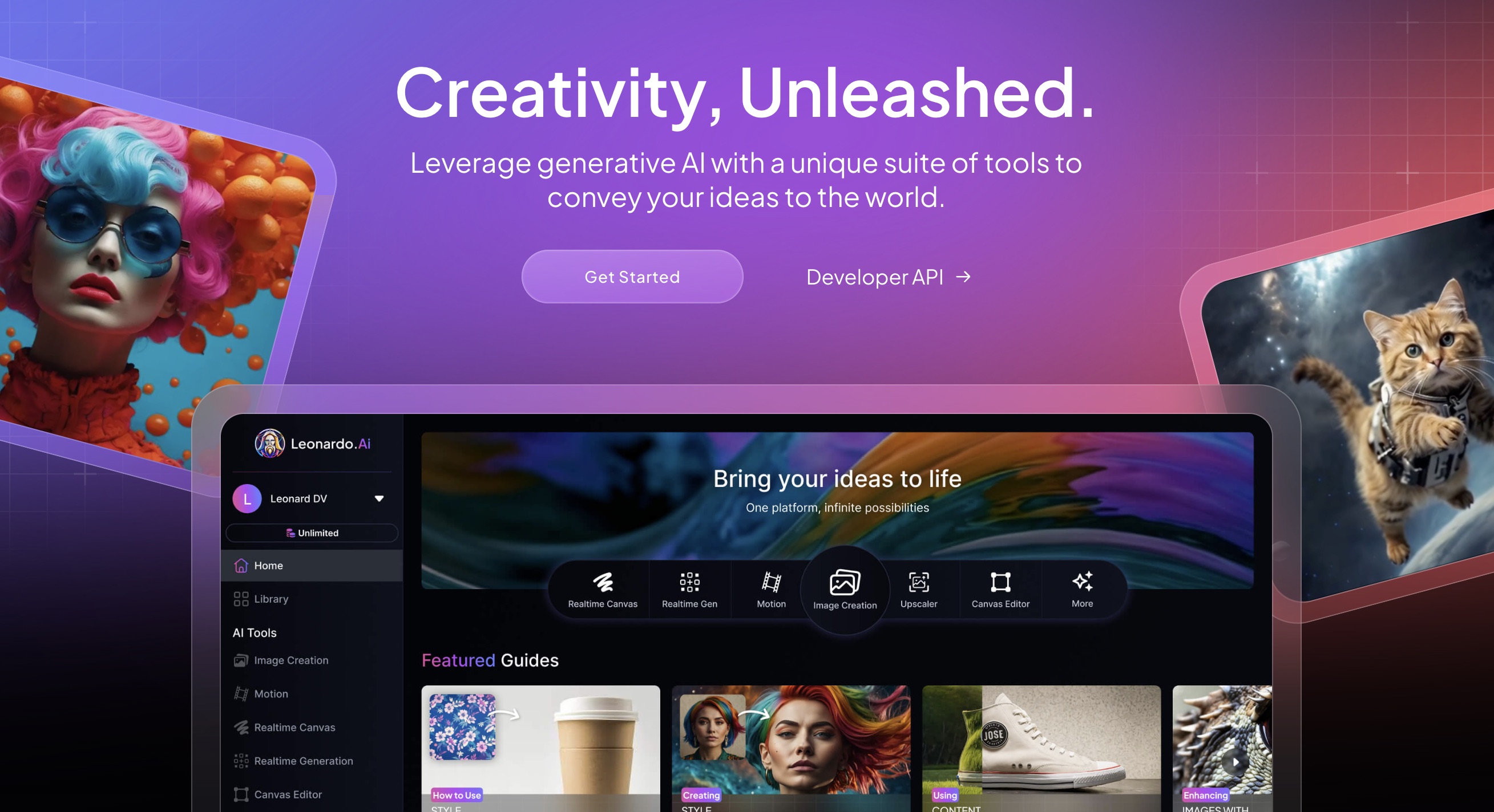 Leonardo.ai's interface, with a focus on text-based image generation
