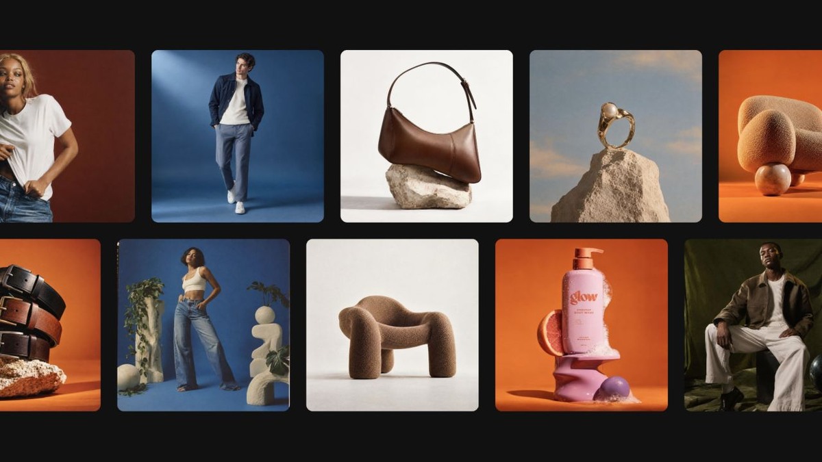Two staggered rows of Looks showing fashion, bags, jewelry, furniture, accessories and skincare